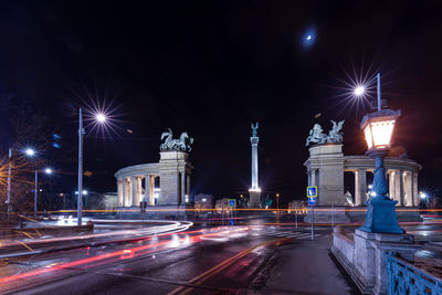 Light trails on city street at night