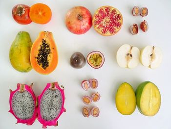 High angle view of fruits on table