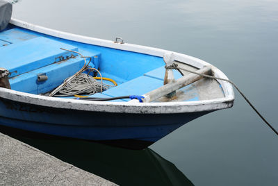 High angle view of boat in fishing port
