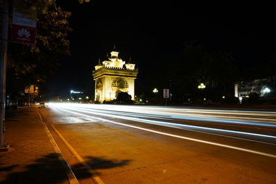 Light trails on city street at night