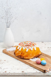 Close-up of cake on table