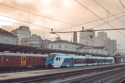 Train on railroad station