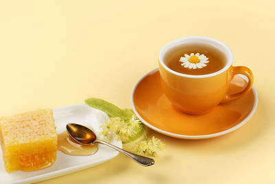 Tea cup on table