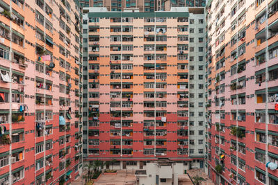 High angle view of residential buildings in city