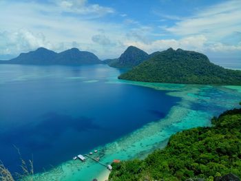 Aerial view of sea against sky