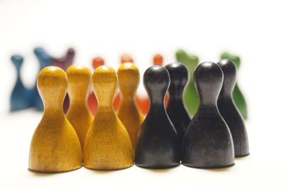 Close-up of objects over white background