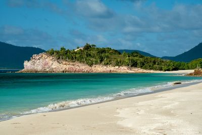 Scenic view of beach against sky