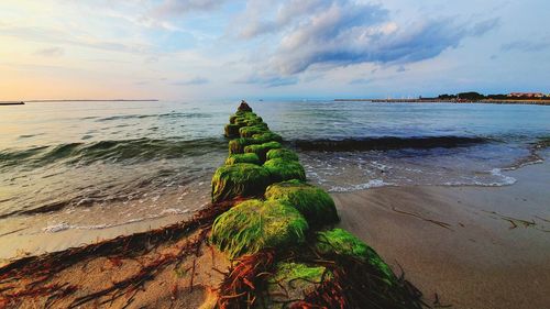 Scenic view of sea against sky during sunset