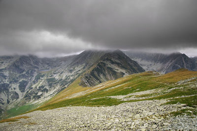 Scenic view of mountains against sky