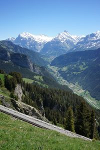 Scenic view of mountains against clear sky