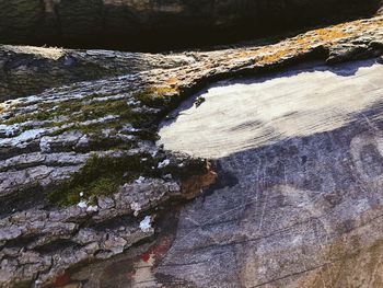 High angle view of rock formation in sea