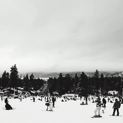 People on snow covered landscape