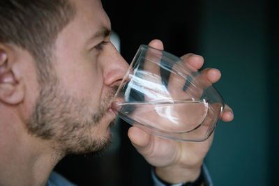 Man drinks water