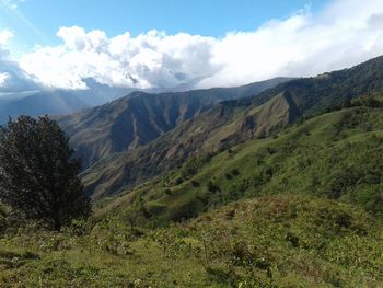 Scenic view of mountains against sky