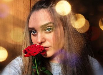 Close-up portrait of a beautiful young woman