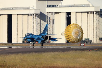 View of airplane on airport runway