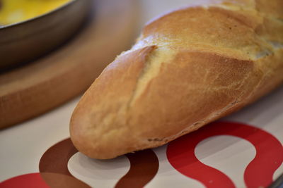 Close-up of bread in plate on table