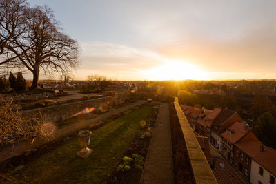 Scenic view of landscape against sky during sunset