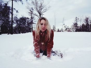 Young woman in snow