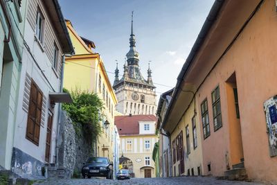 Low angle view of buildings against sky