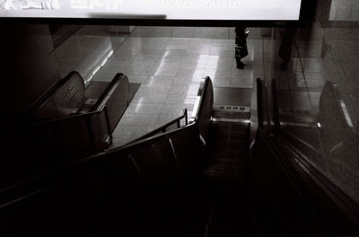 High angle view of escalator in airport