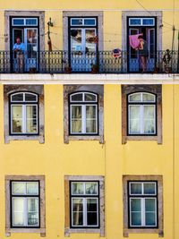 Yellow windows in city