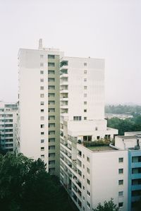 Exterior of modern buildings against clear sky