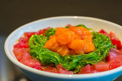 Close-up of served food in plate