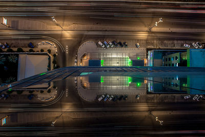 View of illuminated city at night