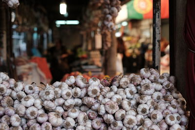 Garlics at market for sale