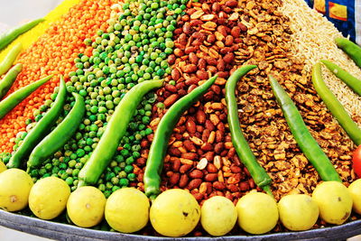 High angle view of fruits for sale in market