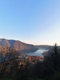 Scenic view of mountains against clear sky