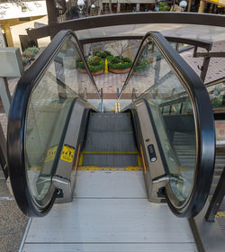 High angle view of escalator in railroad station