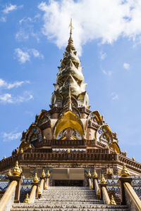 Low angle view of temple building against sky