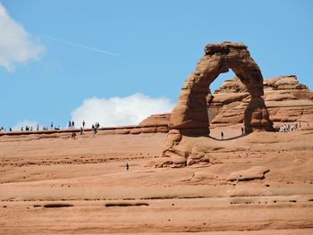View of famous delicate arch stone landmark in arches national park in utah