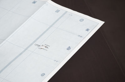 High angle view of text on white background