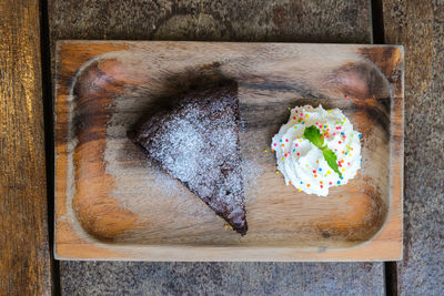 High angle view of food on cutting board