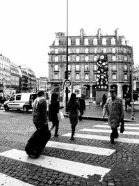 People walking on city street