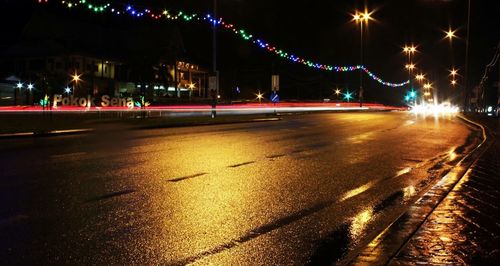 Light trails on street at night