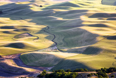 High angle view of river along landscape