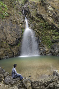 Scenic view of waterfall