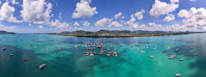 High angle view of sea against sky