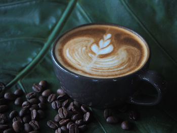 Close-up of cappuccino coffee