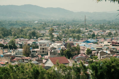 High angle view of townscape against sky