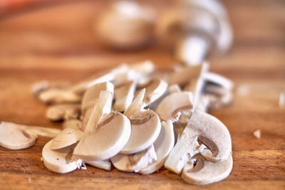 Close-up of mushrooms on table