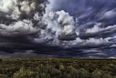 Storm clouds over field