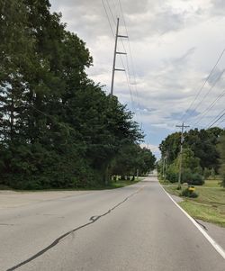 Road amidst trees against sky