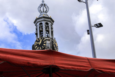 Low angle view of statue against sky