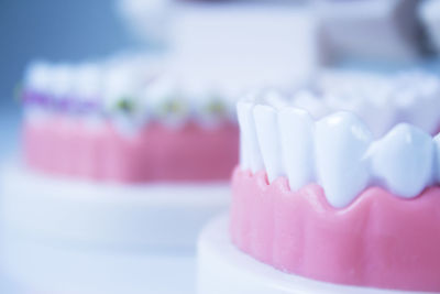 Close-up of pink cake on table