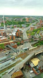 High angle view of cityscape against sky